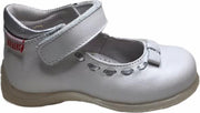 Kickers velcro strikje ballerina Boyd  parelmoer wit silver mt 21