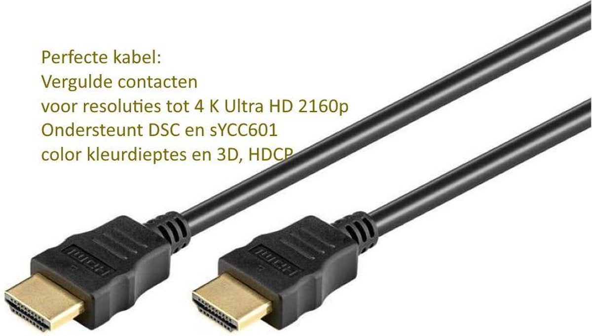 Kwaliteits HDMI kabel - vergulde stekker - High Speed kabel 4K