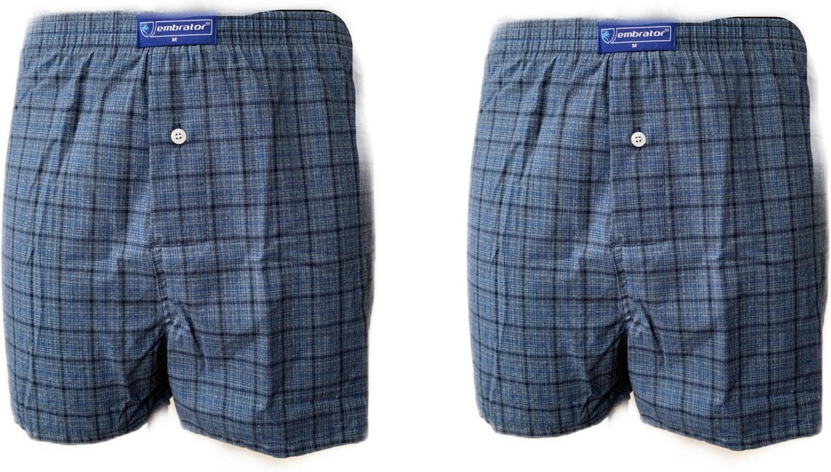 Embrator 2-stuks mannen Boxershort geweven katoen blauw 3XL