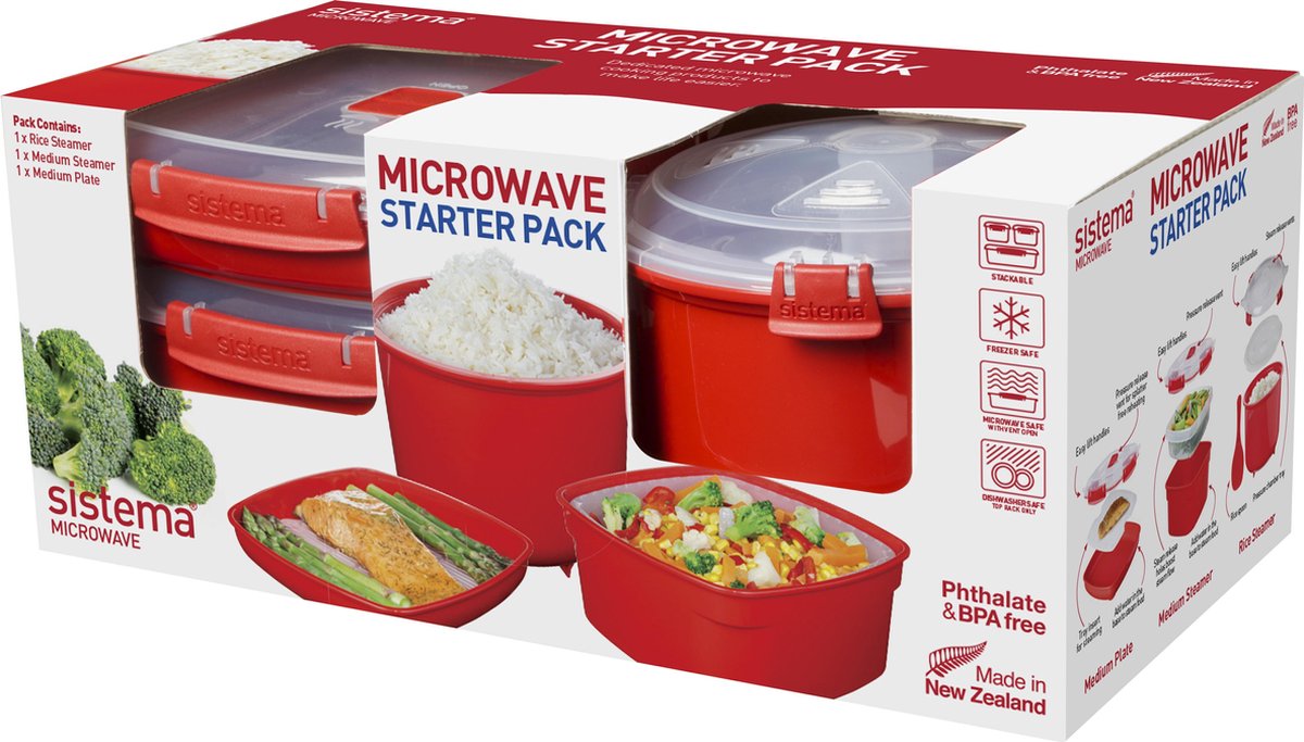 Sistema Microwave Voorraaddoos - Set - Bord - Stomer - Rijstkoker