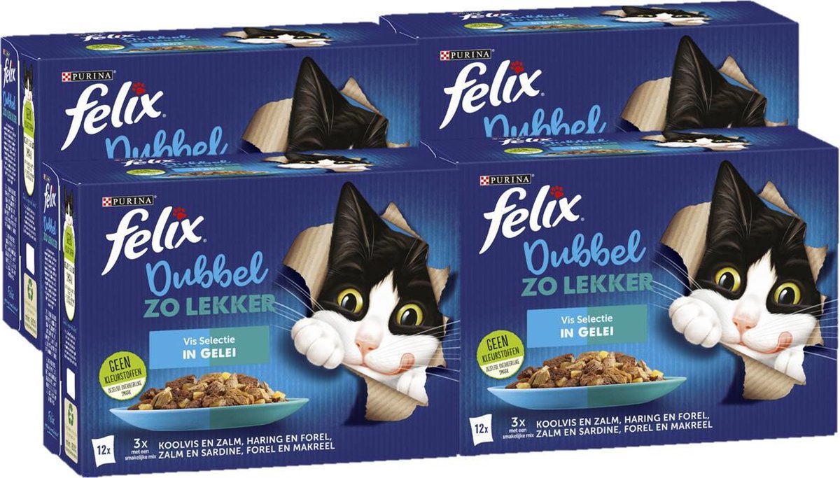 Felix Dubbel Zo Lekker Vis Selectie in Gelei - Kattenvoer - 48 x 85g