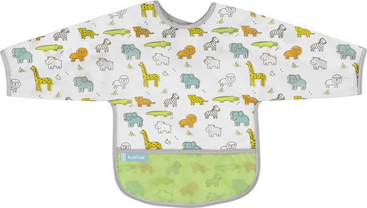 Kushies - Slabbetje -Waterdichte slab - met mouw - Safari - 6 t/m 12 maanden