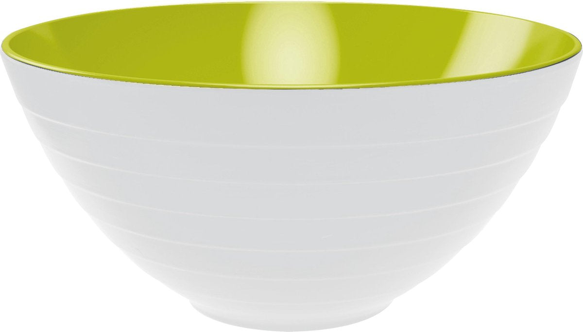 Zak!Designs Twotone Wave Kom - Incl. Saladebestek - Melamine - Ø 28 cm - Wit/Groen
