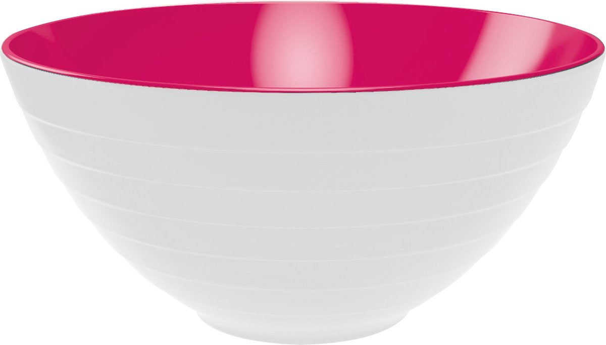 Zak!Designs Twotone Wave Kom - Incl. Saladebestek - Melamine - Ø 28 cm - Wit/Berry