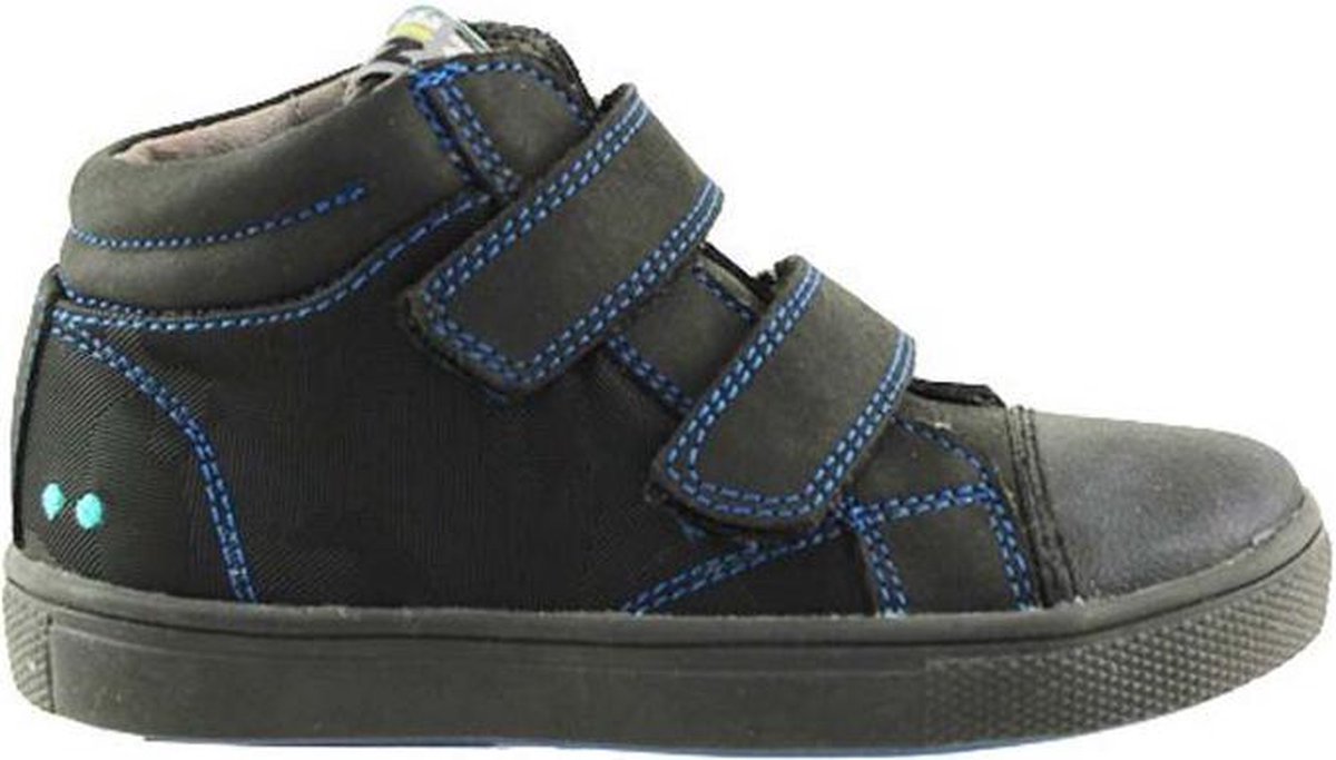 Bunnies JR 218832-689 Jongens Hoge Sneakers - Zwart - Leer - Klittenband