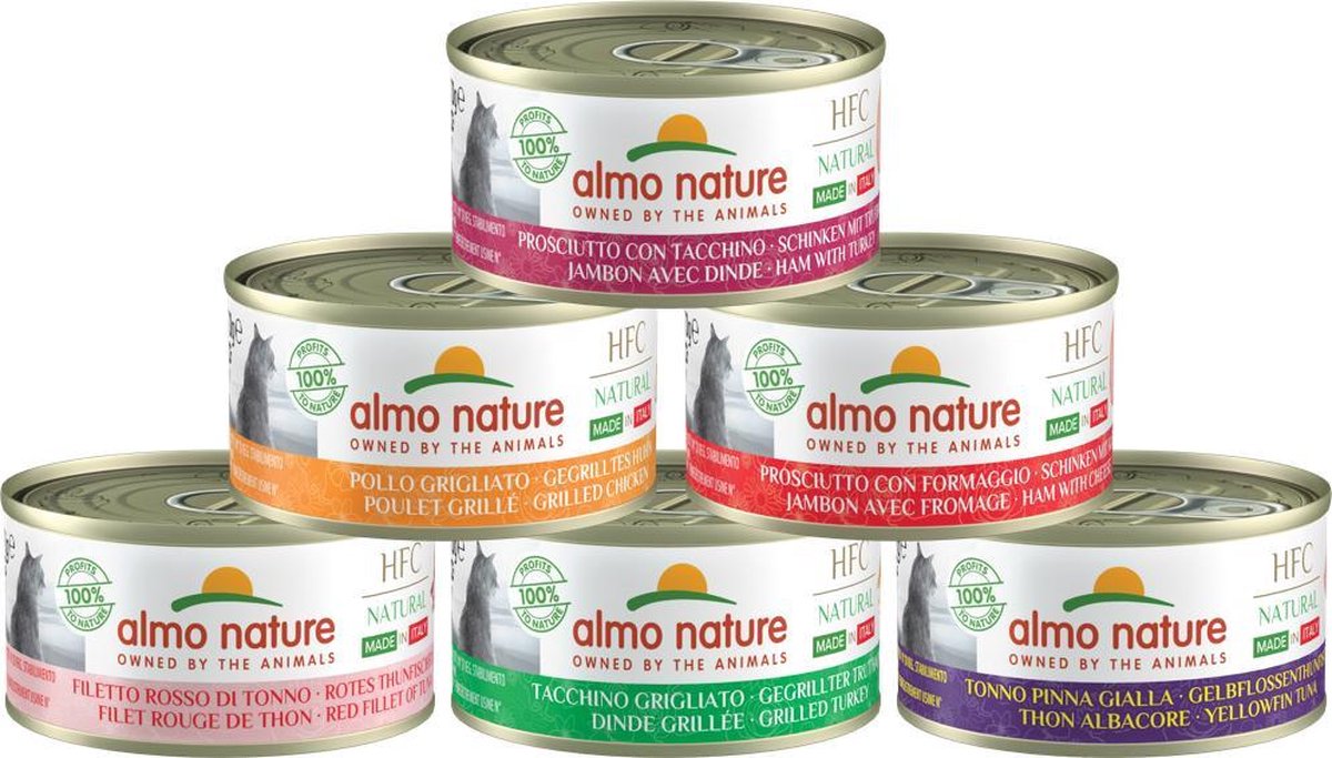 Almo Nature  Natvoer voor Katten - HFC Natural - 24 x 70g - Geelvintonijn - 24 x 70 gram