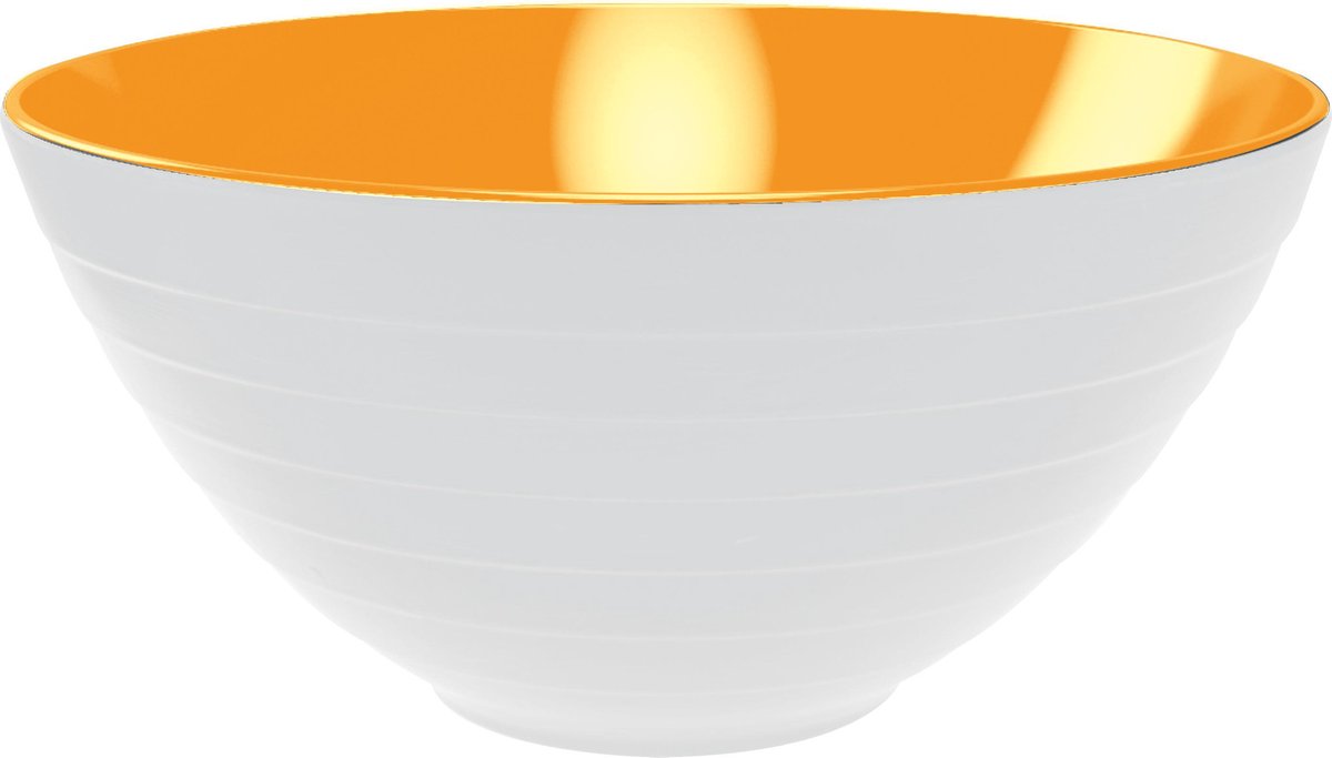 Zak!Designs Twotone Wave Kom - Incl. Saladebestek - Melamine - Ø 28 cm - Wit/Coral