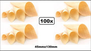 100x Amuse houten puntzak conisch 45mmx130mm - Amuse tapas snack schaal cup bakje kerst gala huwelijk festival koken  restaurant