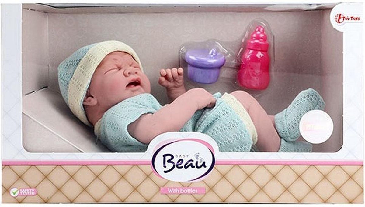 Beau Levensechte Huilende Babypop 36 cm + Accessoires