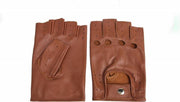 Driver vingerloze leren handschoenen nappa bruin maat M