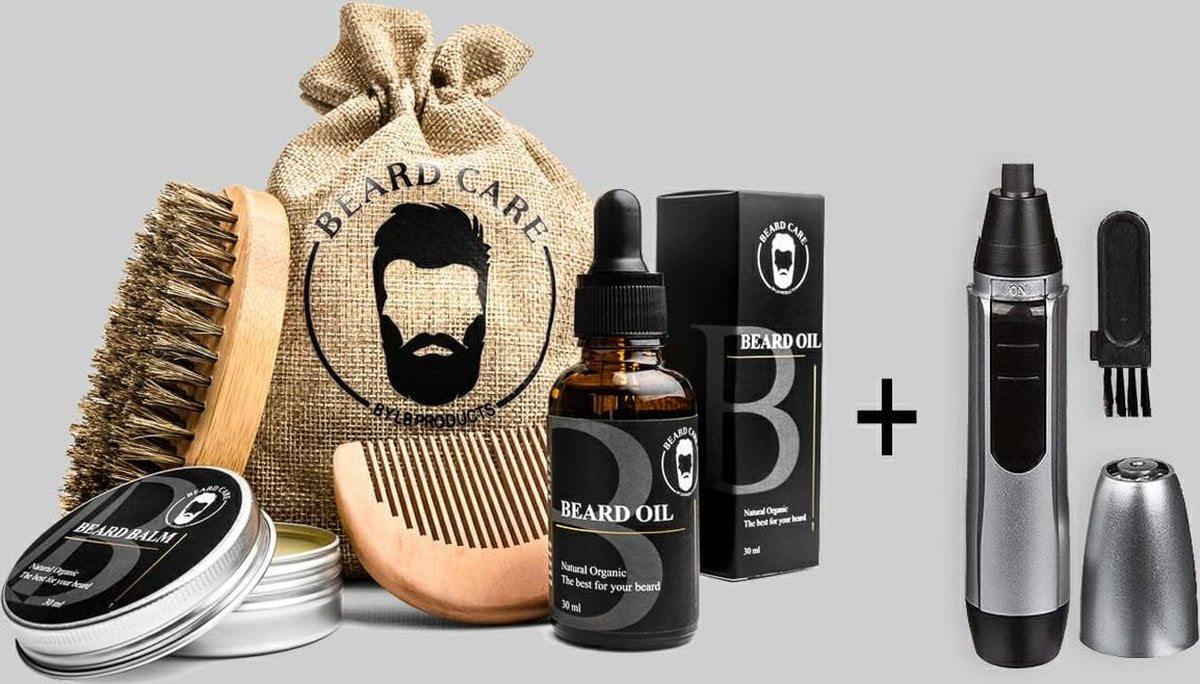 Baardverzorging set + Neustrimmer - Baardolie - BaardBalsem - Baardkam - Baardborstel