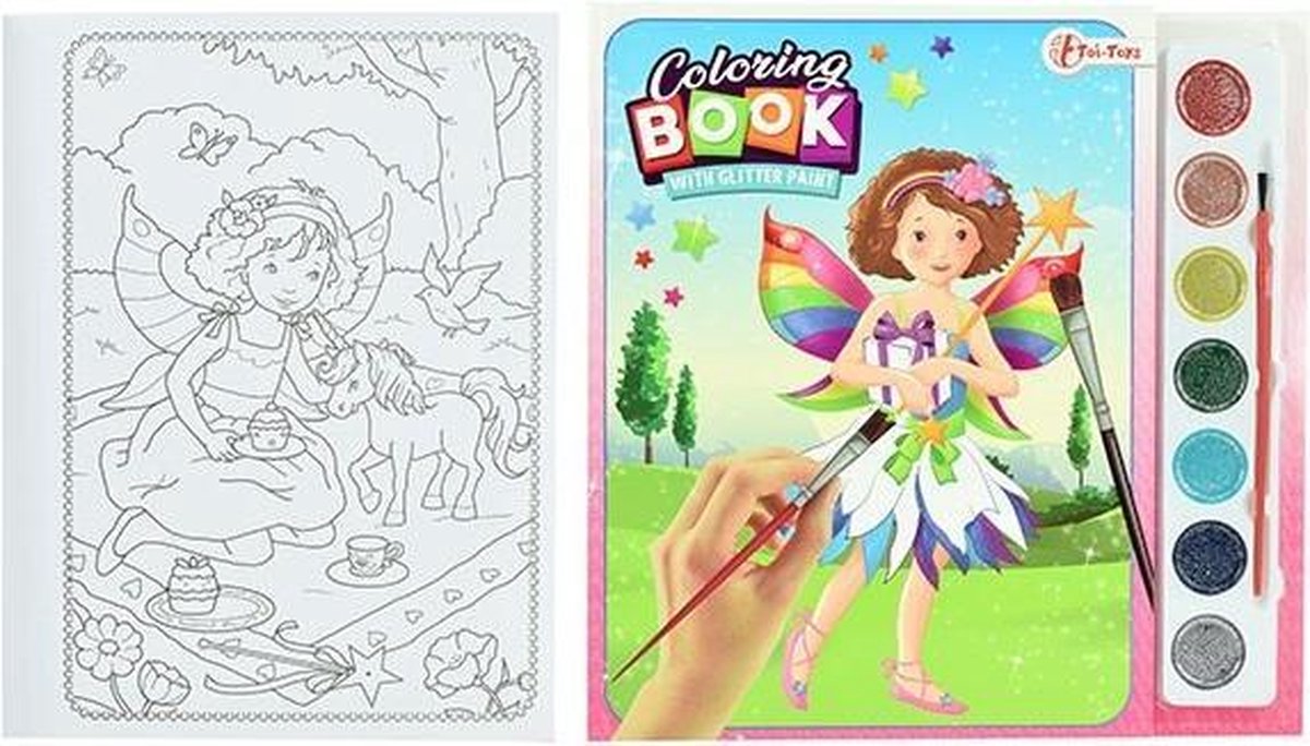 Kleurboek fee met glitterverf