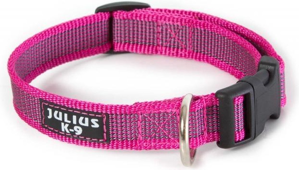 Julius-k9 verstelbare halsband 25mm Roze/grijs 39-65cm