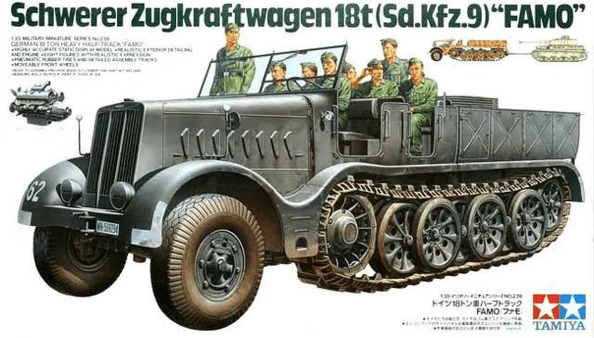 1:35 Tamiya 35239 German SdKfz.9 Famo 18to Halftrack w/8 Figures Plastic kit