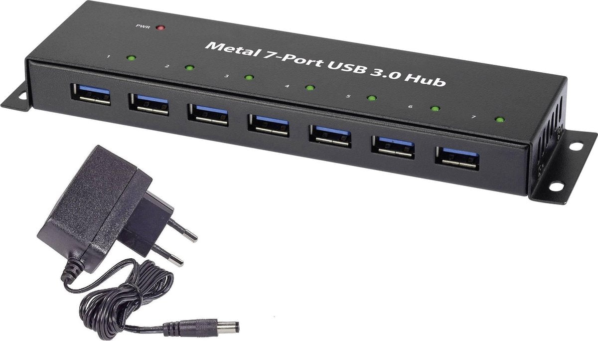 Renkforce 7 poorten USB 3.2 Gen 1-hub Voor wandmontage