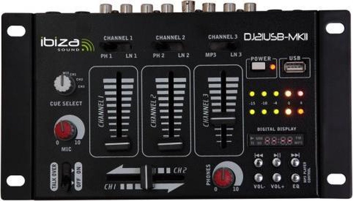 IBIZA Sound DJ21USB-MKII - 4-Kanalen / 7-Ingangen Mengpaneel