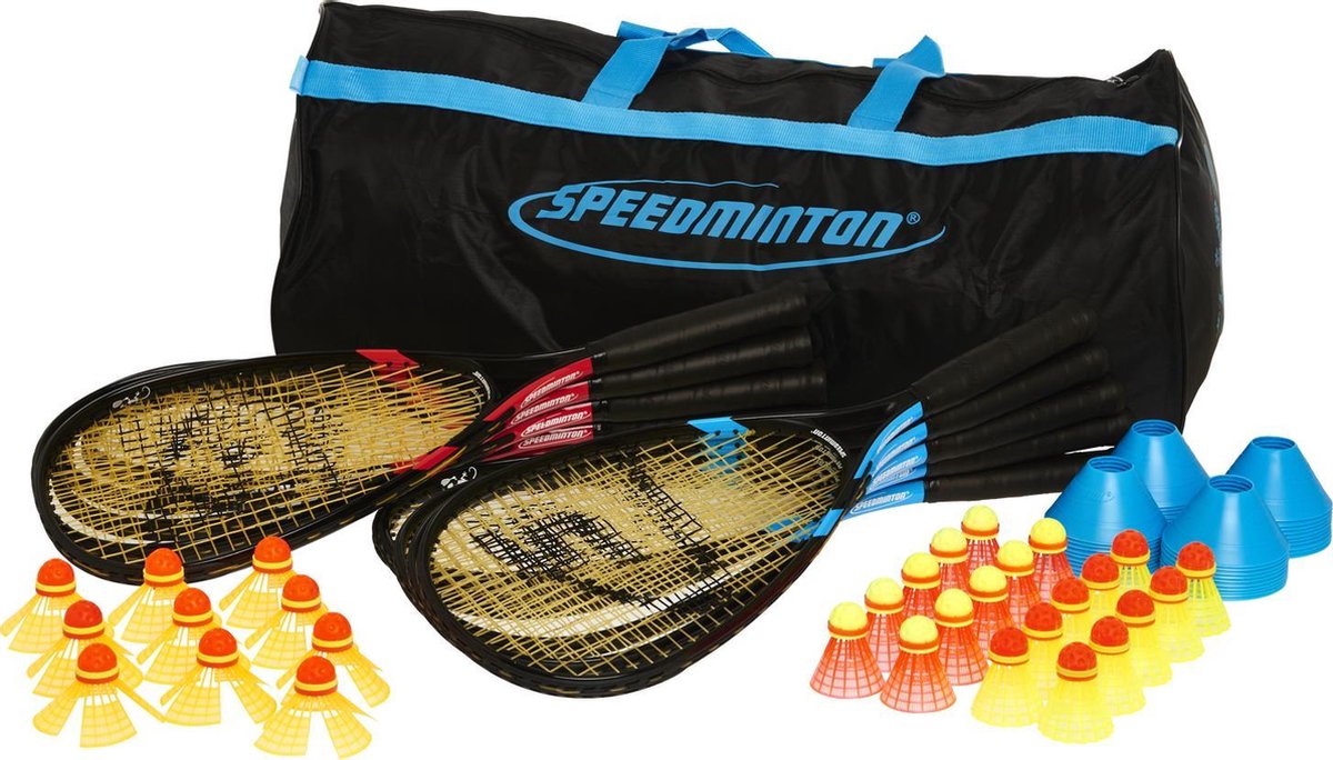 Speedminton Schoolset - 10delig - crossminton - speedbadminton - 3 soorten Speeder - 5 speelvelden - trainingshandboek