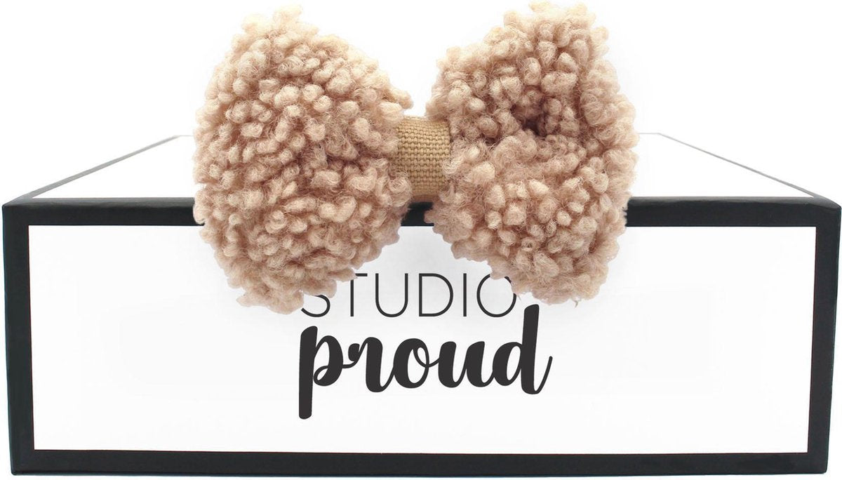 Studio Proud - Bow Tie - Teddy Brown - met klittenband - te combineren met bijpassende halsband en riem