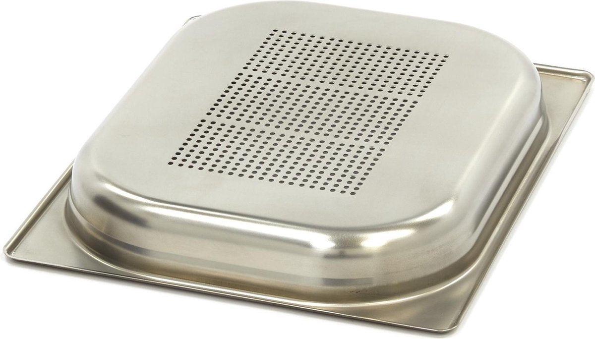 Geperforeerde GN Bak 1/2GN - 40 mm - 325 x 265 mm - RVS - Horeca Gastronorm Schaal / GN Container met Gaatjes - Maxima