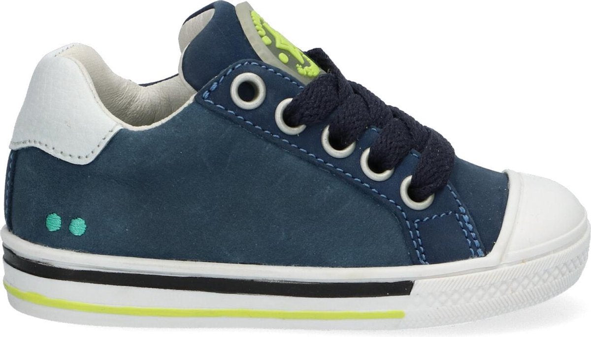 Bunnies JR 221230-528 Jongens Sneakers - Maat 21 - Blauw - Sneakers - Flex - Leer - Veters - Kindersneakers