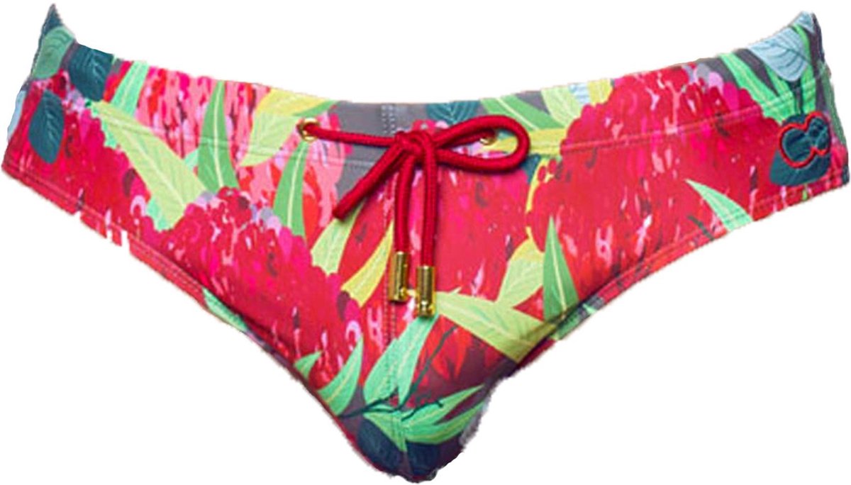 2EROS Print Australiana Waratah Zwembroek Rood - MAAT XXL - Heren Ondergoed - Slip voor Man - Mannen Slip