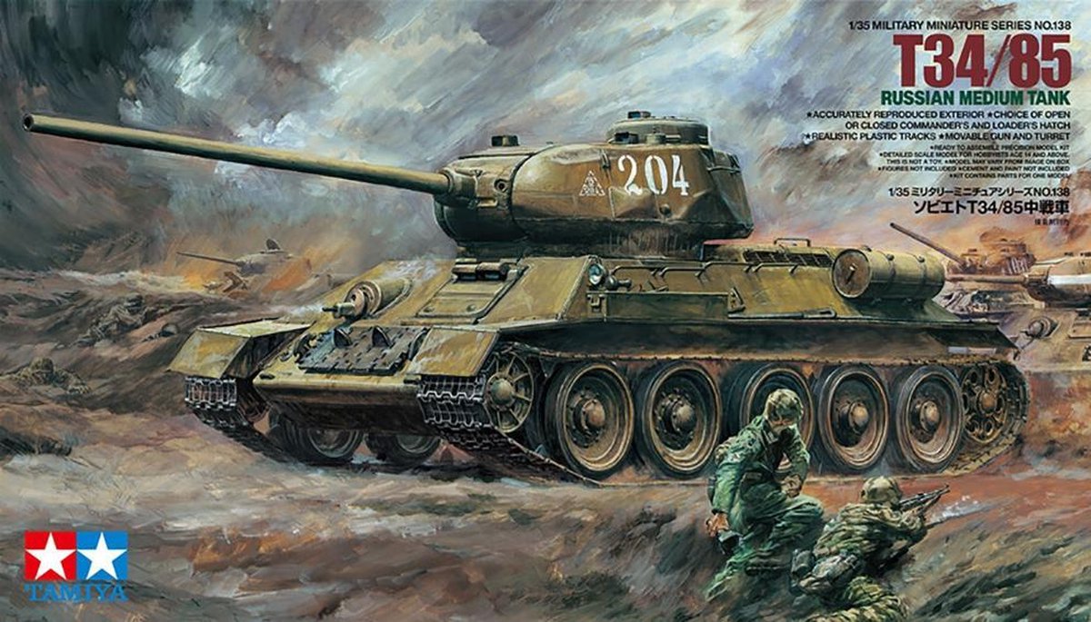 Tamiya Russian Tank T34/85 + Ammo by Mig lijm