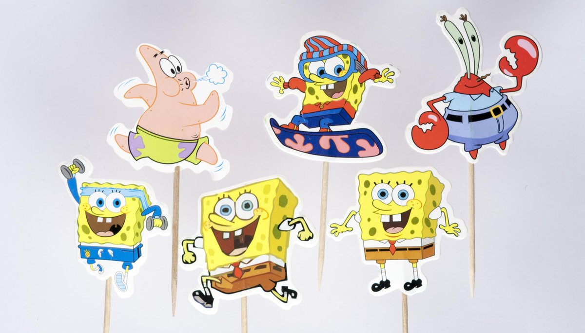 Spongebob Squarepants |24 stuks|cupcake - cupcake decoratie - cupcake versiering - cupcake toppers - taart decoratie - taartversiering
