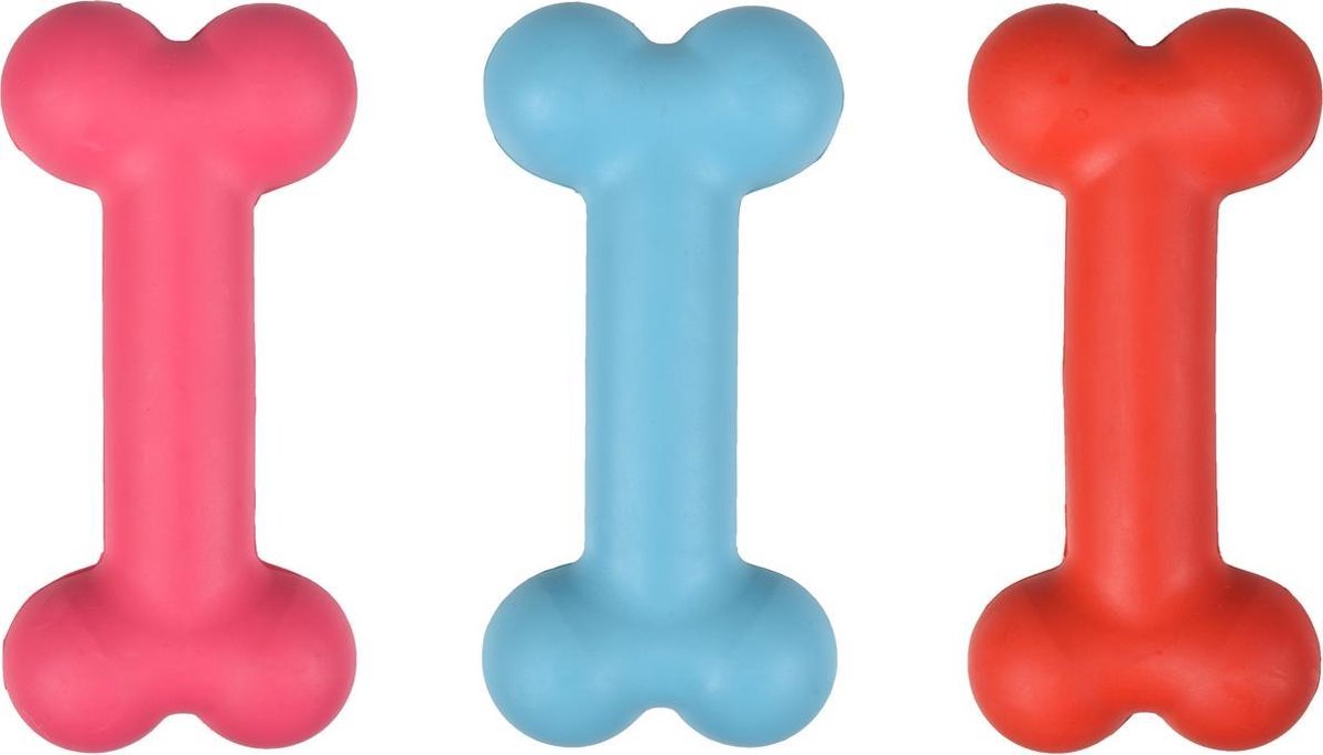 Flamingo Hondenspeelgoed Rubber been - Roze/Rood/Blauw - 17 x 8.5 x 4.5 cm