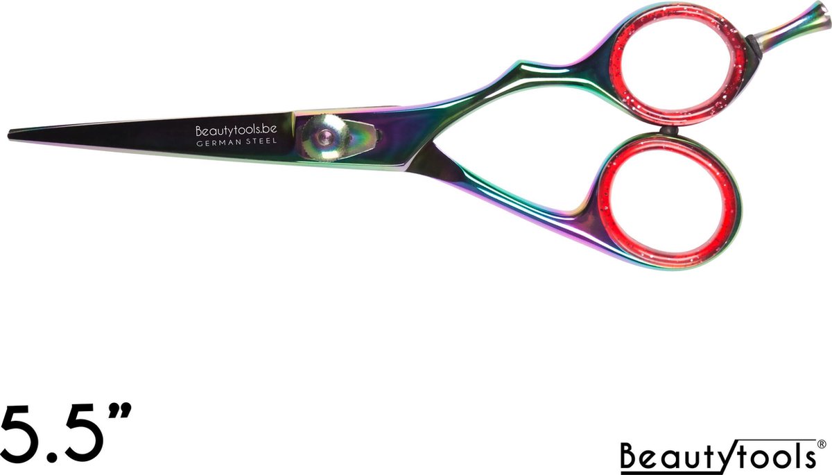 BeautyTools GOLD LINE Kappersschaar / Knipschaar Rechtshandig voor Dik Haar - Rainbow ThicCut (5.5 Inch) - (RS-1567)