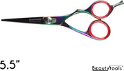 BeautyTools GOLD LINE Kappersschaar / Knipschaar Rechtshandig voor Dik Haar - Rainbow ThicCut (5.5 Inch) - (RS-1567)
