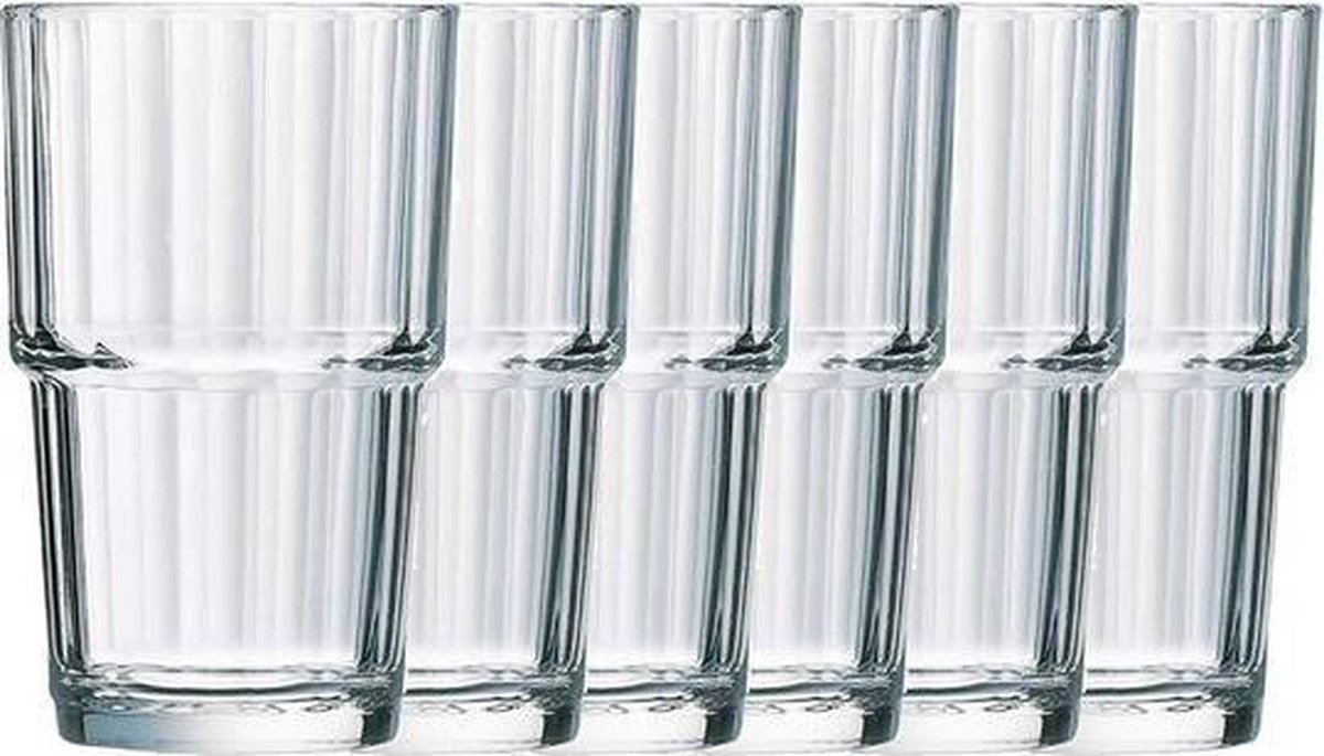 6x Drinkglazen/waterglazen Norvege transparant 270 ml - Koffie/thee glazen Norvege 270 ml