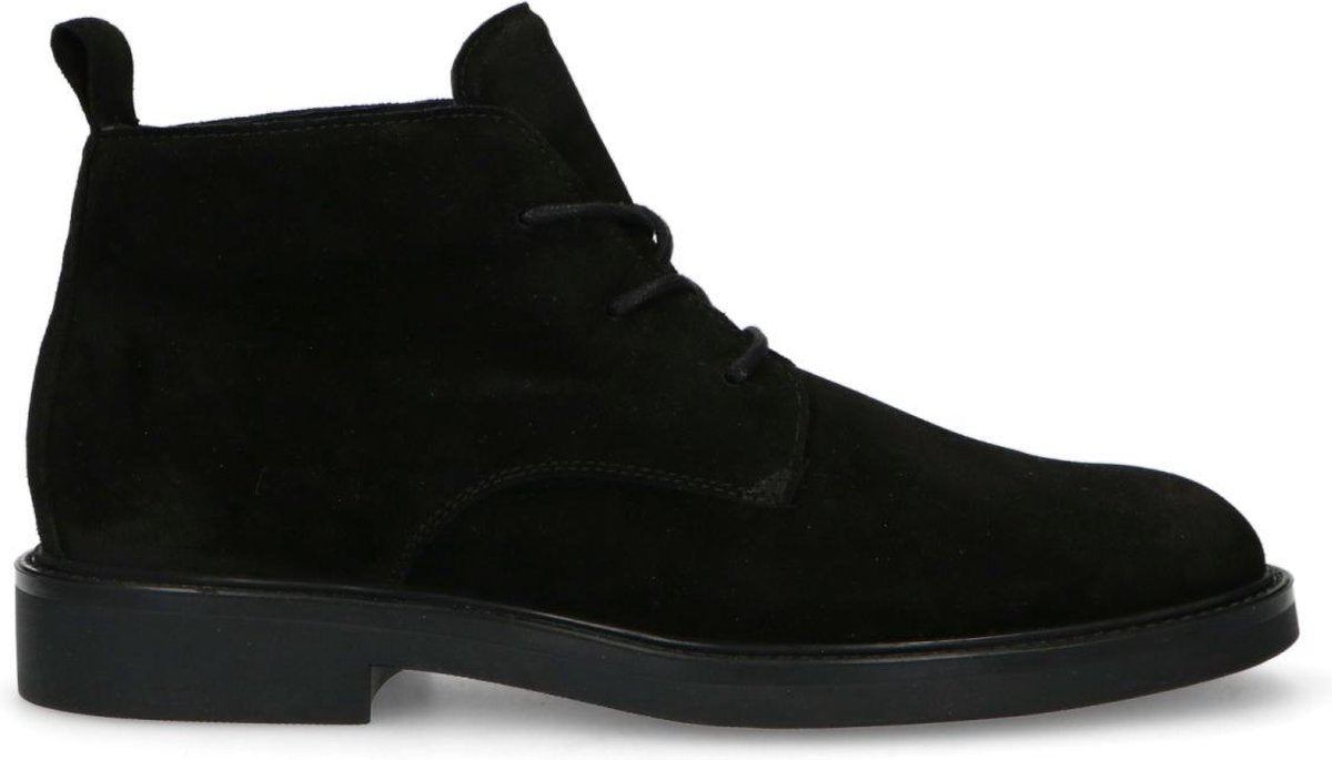 Manfield - Heren - Zwarte suède veterboots - Maat 41