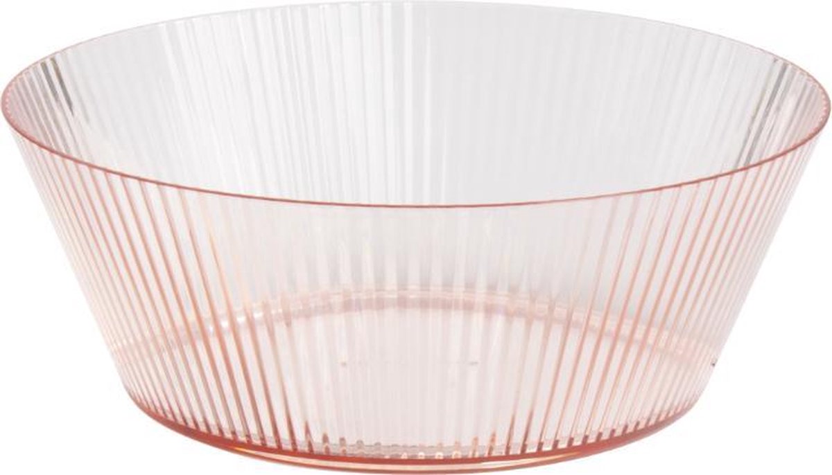 Gusta | Saladeschaal | Vaatwasbestendig | Kunststof | Koraal Kleurig | Roze | Rib | Picknick | Schaal | Kom