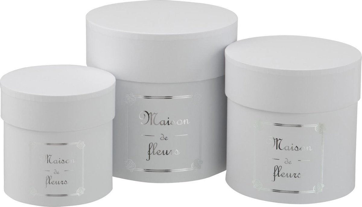 J-Line Set Van 3 Dozen Rond Hoog Maison Papier Wit/Zilver
