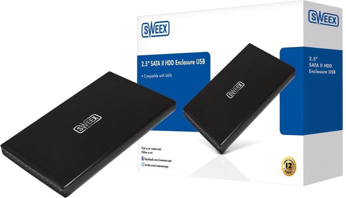 Sweex ST041 behuizing voor opslagstations 2.5'' Zwart