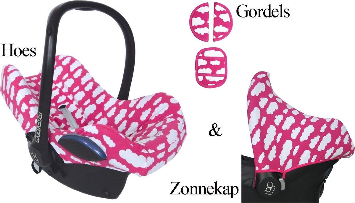 Maxi Cosi hoes - bekleding VOORDEELSET - Roze - Wolk