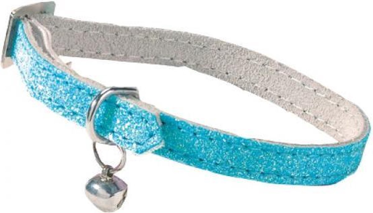 Bobby halsband voor kat glitter licht blauw 30x1 cm