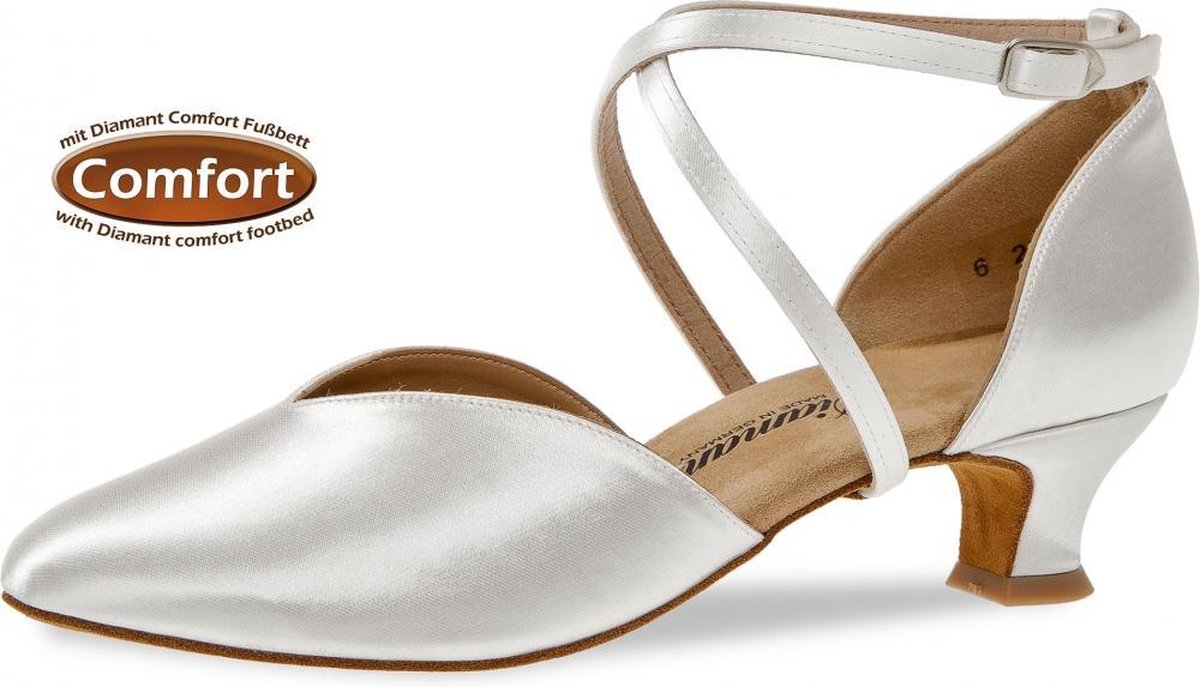 Diamant Dames Ballroom Dansschoenen 107-013-092 – Wit Satijn – Bruidsschoenen - Maat 36