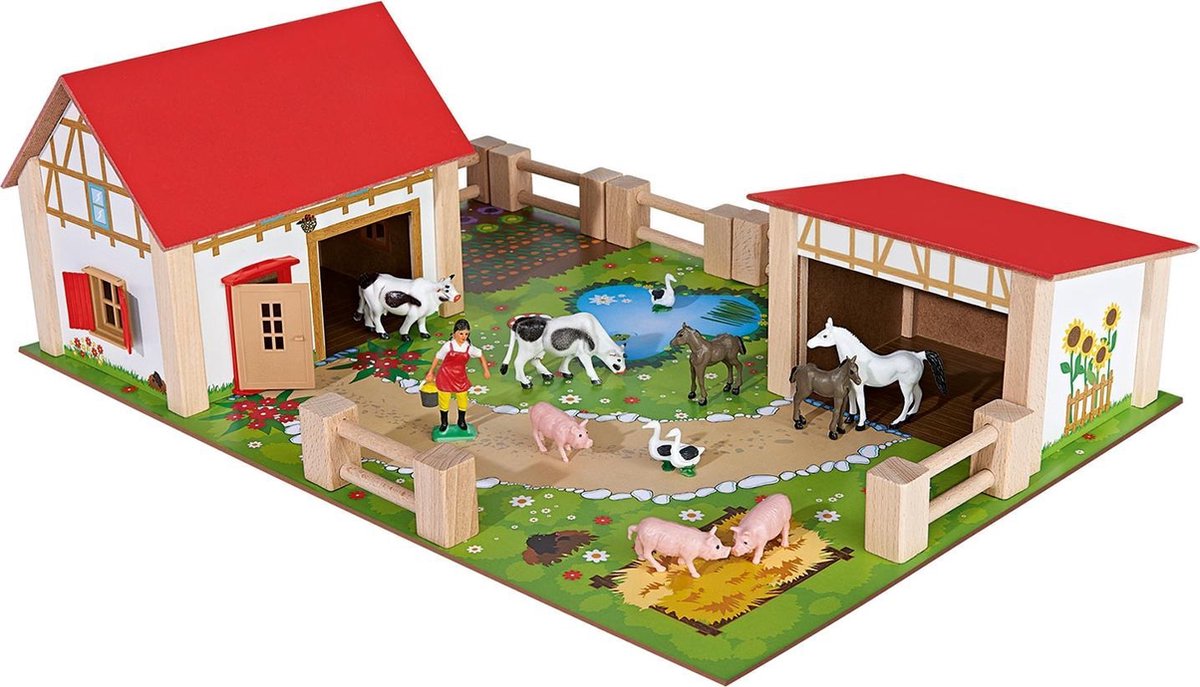Eichhorn Houten Boerderij 26-delig - Speelfigurenset