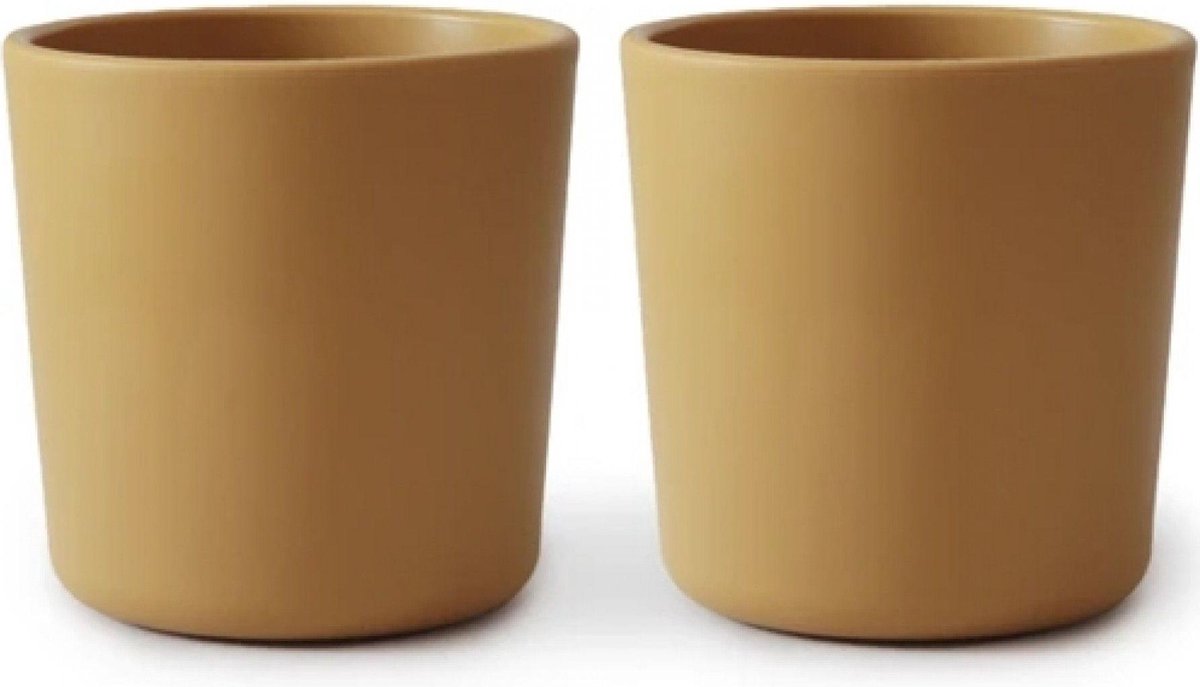Mushie bekers - Kleur Mustard - Kinderservies - Set van 2