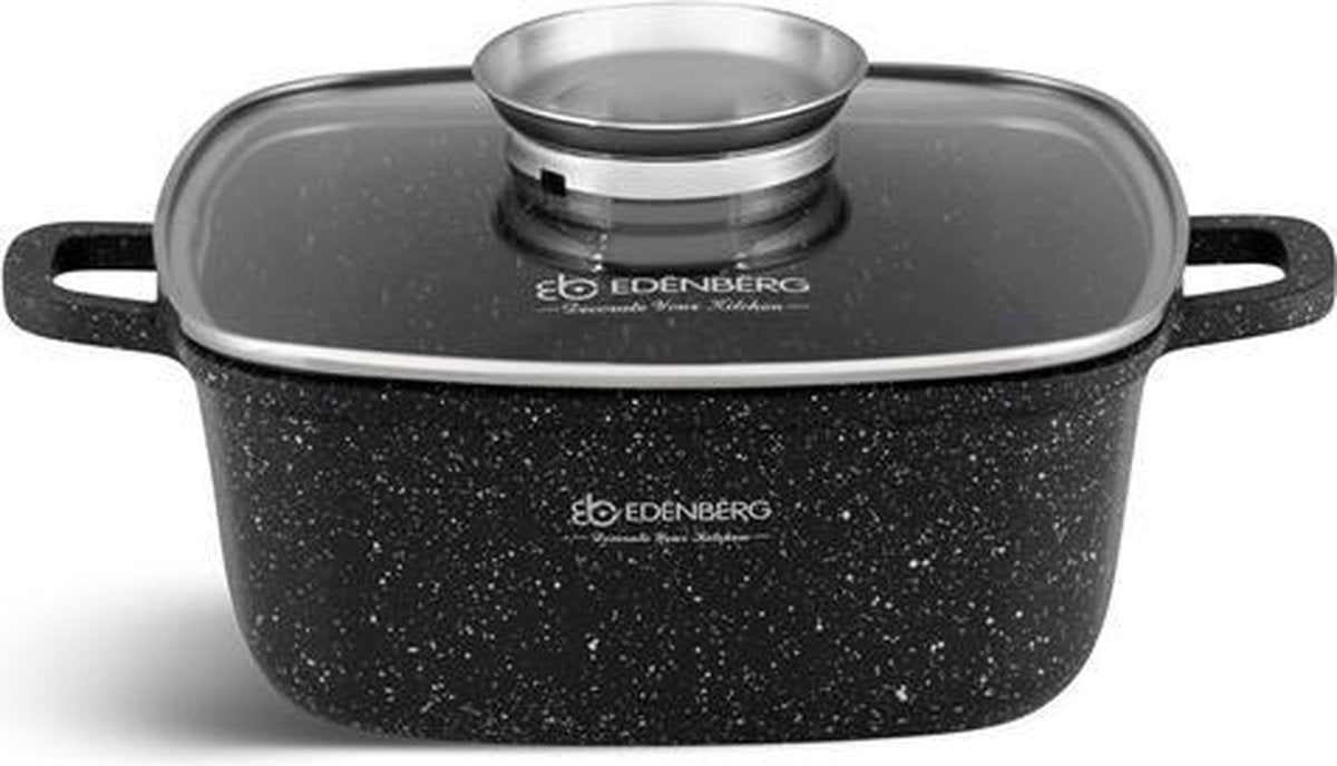 Edënbërg Black Line -  Luxe Aluminium Kookpan met Deksel - Ø 22 cm