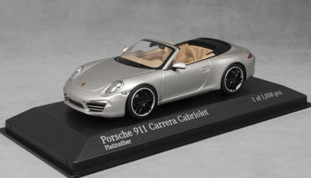 Porsche 911 ( 991 ) Carrera Cabriolet 2012 Zilver 1-43 Minichamps Limited 1008 Pieces
