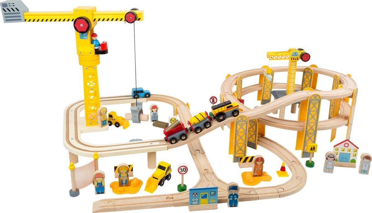 Treinbaan met bouwplaats XL - 87 stuks - spoorwegen