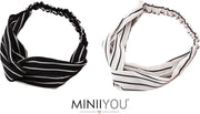 MINIIYOU® Set 2 stuks | Gestreepte dames haarbanden zwart wit | haarbandjes strepen tieners - volwassenen - meiden