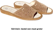 Leren dames huisslippers | Instapsloffen | Suède leer | Instappers | Slippers | Bruin | Pantoffels | Maat 39