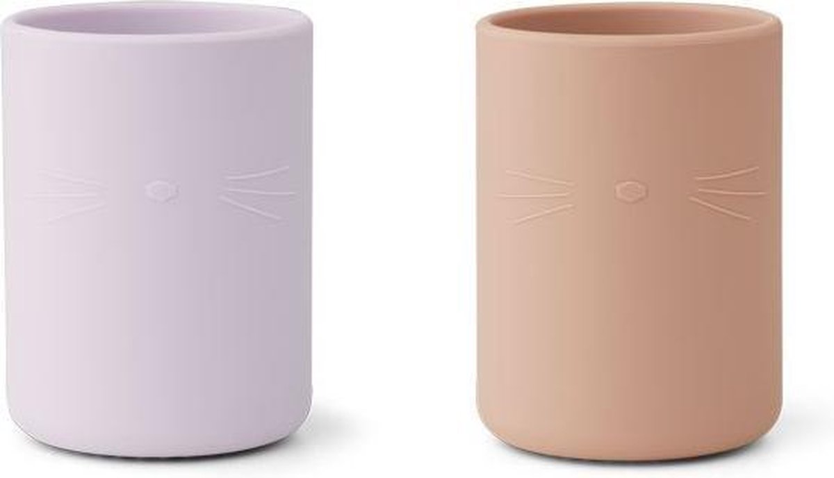 Ethan 2 Bekers (220 ml) Ethan Cup - 2 Set Cat Light Lavender Rose Mix | Liewood