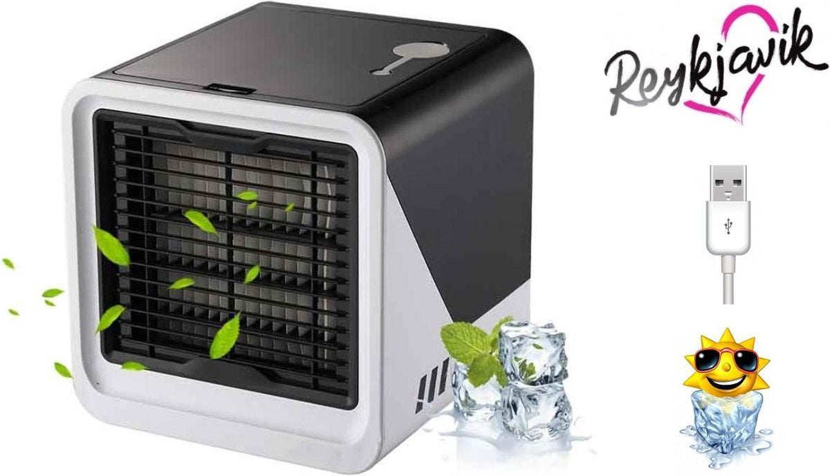 Aircooler Reykjavik - Ventilator - Luchtkoeler - Luchtbevochtiger - Tafelmodel cooler met water - Airco 3 snelheden