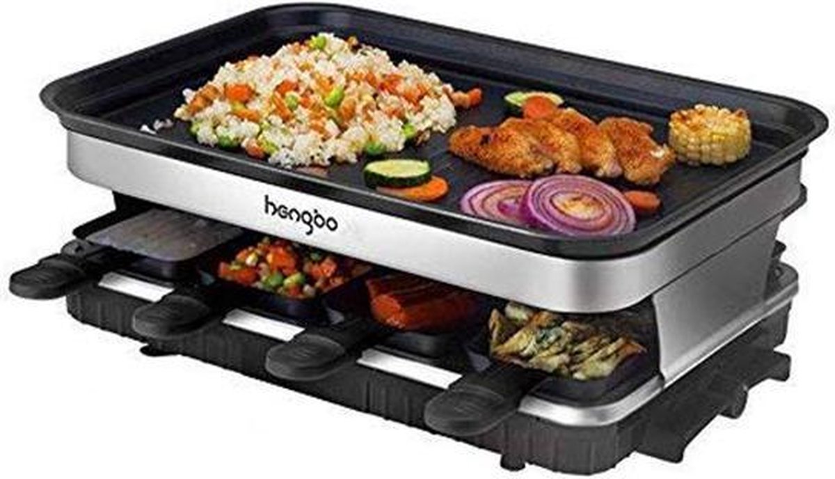 Gourmetstel - Gourmet Grill met grillplaat - Raclette stel - 8 Personen