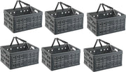 Vouwkrat met 2 extra handgrepen 32 l set á 6 stuks antraciet/zwart