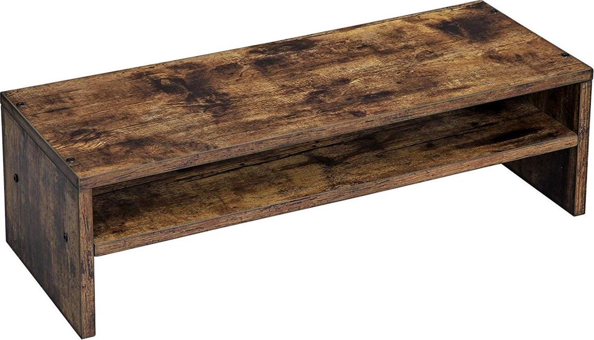 Nancy's Monitor - Verhoger Standaard - Laptop Beeldschermverhoger - Laptoptafel Bamboe - Industrieel - Bruin - 15 x 50 x 20 cm